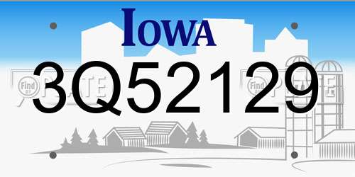 3Q52129 Iowa License Plate