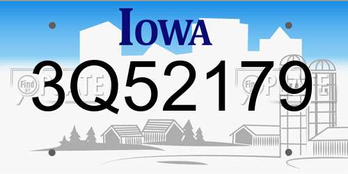 3Q52179 Iowa License Plate