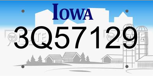 3Q57129 Iowa License Plate