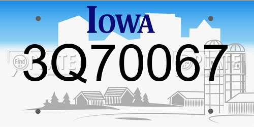 3Q70067 Iowa License Plate