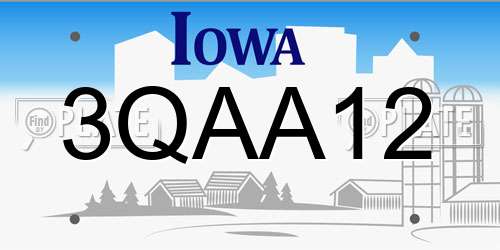 3QAA12 Iowa License Plate