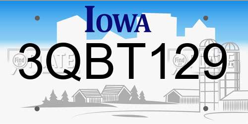 3QBT129 Iowa License Plate