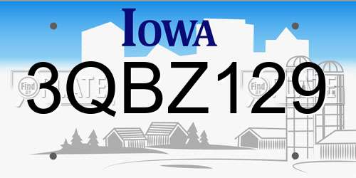 3QBZ129 Iowa License Plate