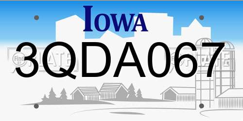 3QDA067 Iowa License Plate
