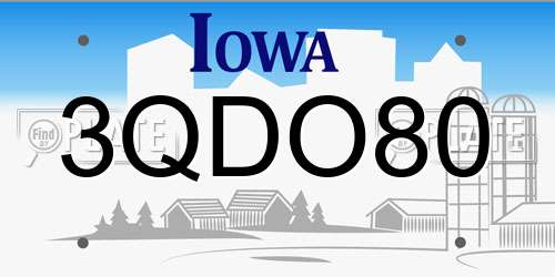 3QDO80 Iowa License Plate