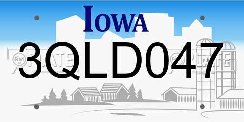 3QLD047 Iowa License Plate