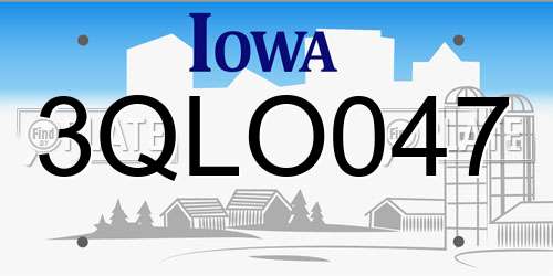 3QLO047 Iowa License Plate