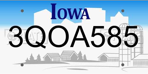 3QOA585 Iowa License Plate