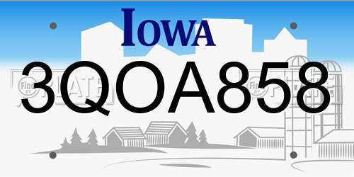 3QOA858 Iowa License Plate
