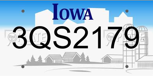 3QS2179 Iowa License Plate
