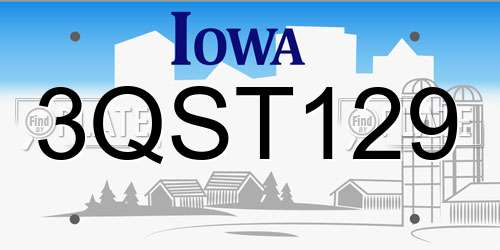 3QST129 Iowa License Plate