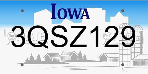 3QSZ129 Iowa License Plate