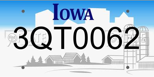 3QT0062 Iowa License Plate