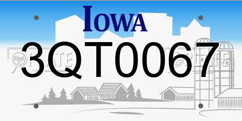 3QT0067 Iowa License Plate