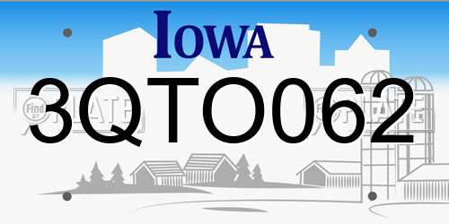 3QTO062 Iowa License Plate