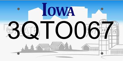 3QTO067 Iowa License Plate