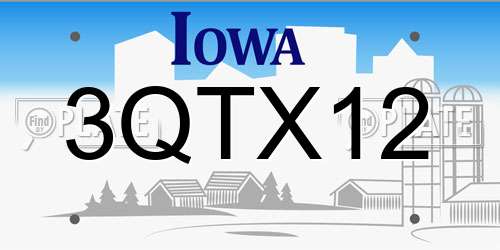 3QTX12 Iowa License Plate