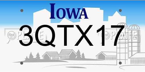 3QTX17 Iowa License Plate