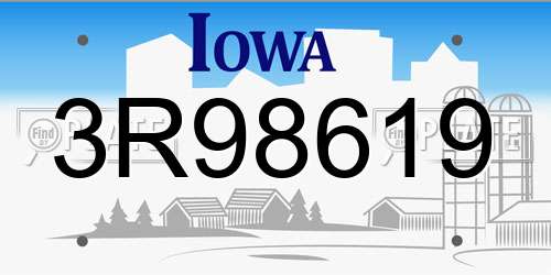 3R98619 Iowa License Plate