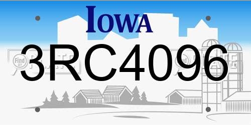 3RC4096 Iowa License Plate