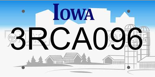 3RCA096 Iowa License Plate