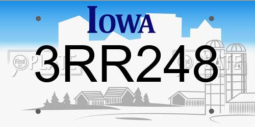 3RR248 Iowa License Plate