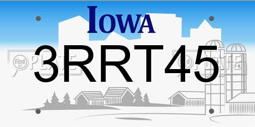 3RRT45 Iowa License Plate