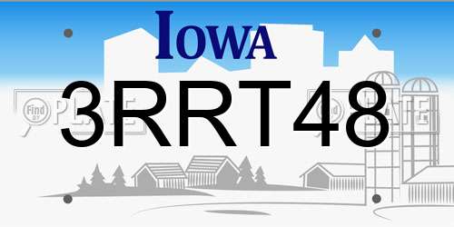 3RRT48 Iowa License Plate