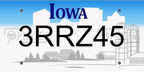 3RRZ45 Iowa License Plate
