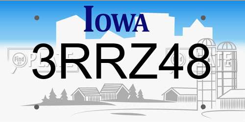 3RRZ48 Iowa License Plate