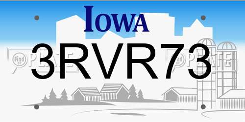 3RVR73 Iowa License Plate