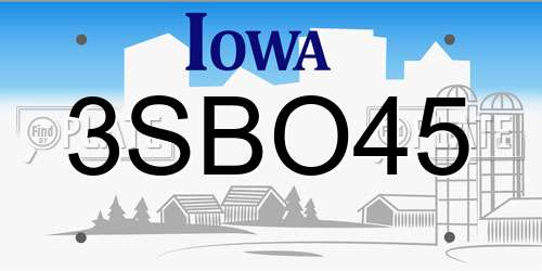 3SBO45 Iowa License Plate