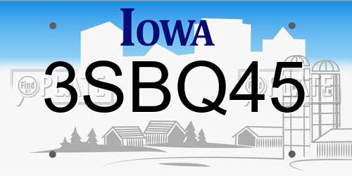 3SBQ45 Iowa License Plate