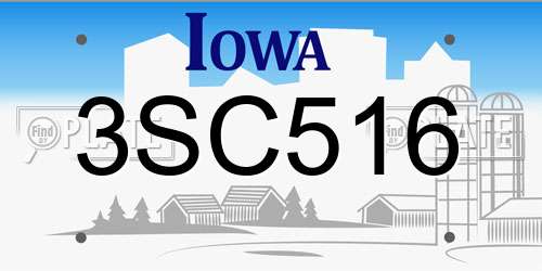 3SC516 Iowa License Plate