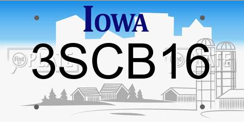 3SCB16 Iowa License Plate