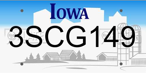 3SCG149 Iowa License Plate