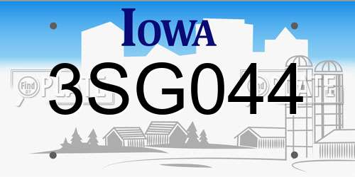 3SG044 Iowa License Plate