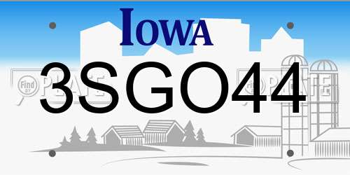 3SGO44 Iowa License Plate