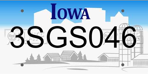 3SGS046 Iowa License Plate