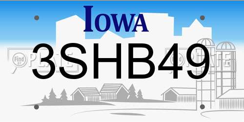 3SHB49 Iowa License Plate