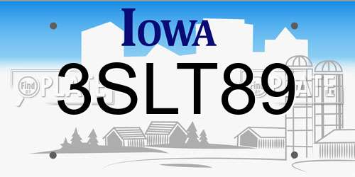 3SLT89 Iowa License Plate