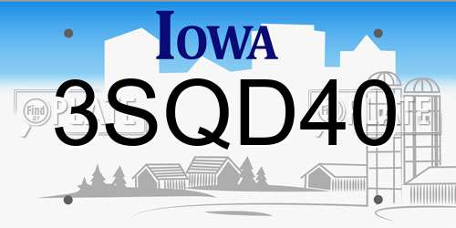 3SQD40 Iowa License Plate
