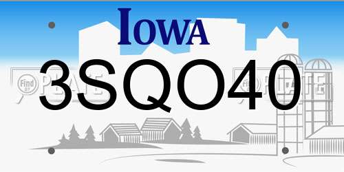 3SQO40 Iowa License Plate