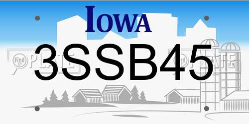 3SSB45 Iowa License Plate