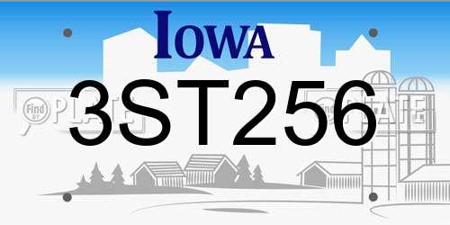 3ST256 Iowa License Plate