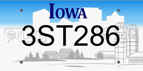 3ST286 Iowa License Plate