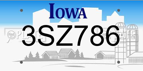 3SZ786 Iowa License Plate