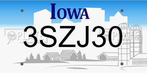 3SZJ30 Iowa License Plate