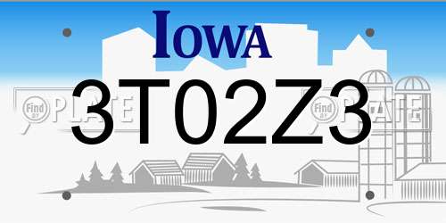3T02Z3 Iowa License Plate