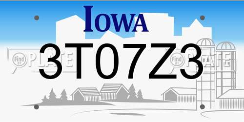 3T07Z3 Iowa License Plate